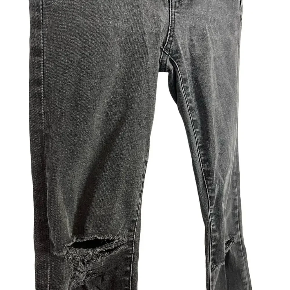 MADEWELL HIGH RISER Black Gray Wash SKINNY SKINNY Zip Fly Raw Hem Jeans sz 25